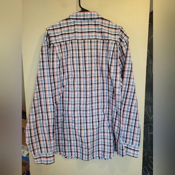 Denver Hayes Red and Blue Plaid Casual Shirt, Size 2XL - Picture 2 of 4